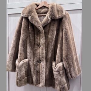 Vintage Mincer by Russel Taylor Faux Fur Brown Mink Coat size Medium